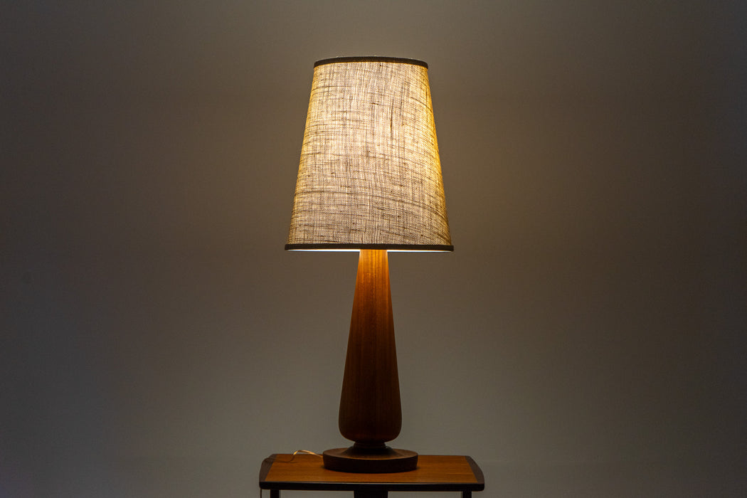 Danish Mid Century Solid Teak Table Lamp - (D1679)