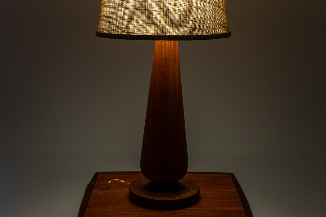 Danish Mid Century Solid Teak Table Lamp - (D1679)