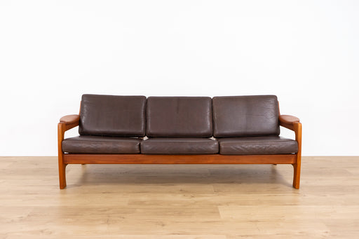 Danish Mid Century Teak & Leather Sofa - (D1592)
