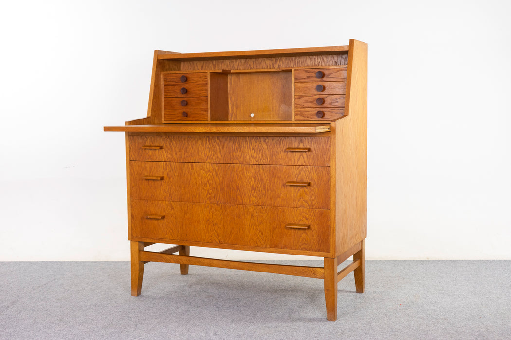 Oak Danish Secretary Desk - (326-032)