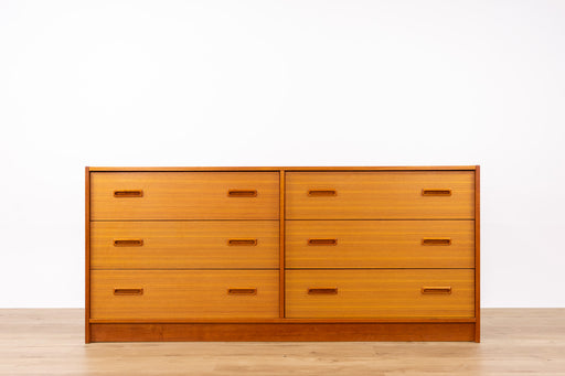 Mid-Century Modern Long Low Teak Dresser - (D1645)