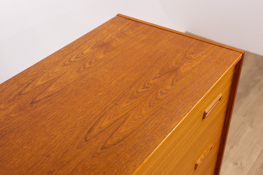 Mid-Century Modern Long Low Teak Dresser - (D1645)