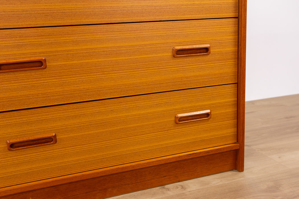 Mid-Century Modern Long Low Teak Dresser - (D1645)