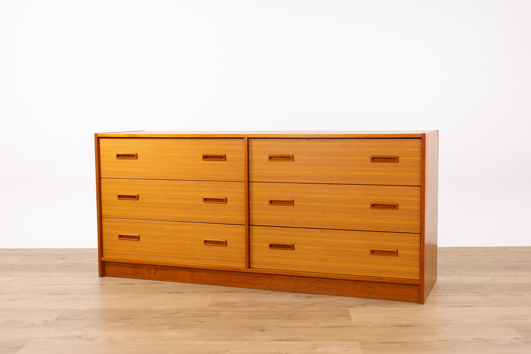 Mid-Century Modern Long Low Teak Dresser - (D1645)