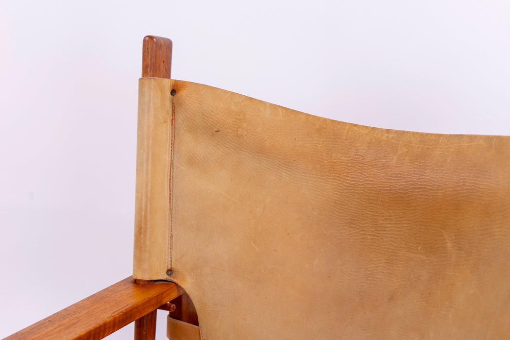 Mid-Century Teak & Leather Safari Rocking Chair by Kai Winding - (D1517)
