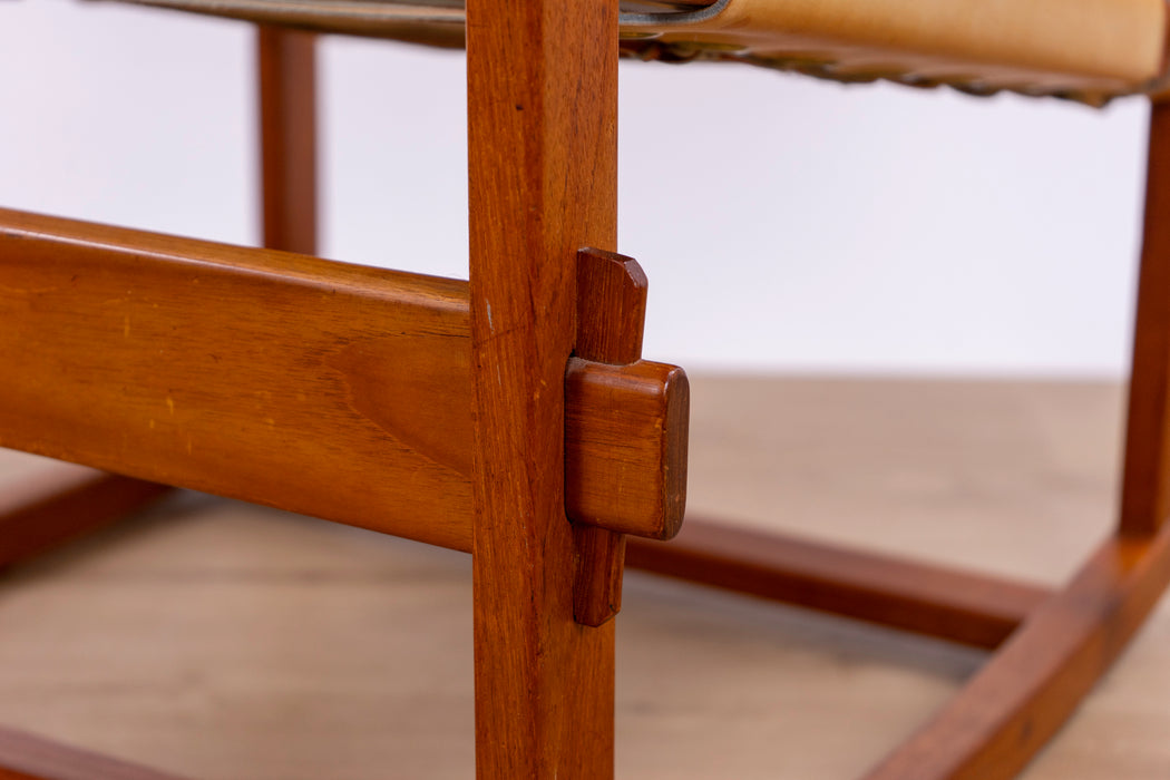 Mid-Century Teak & Leather Safari Rocking Chair by Kai Winding - (D1517)