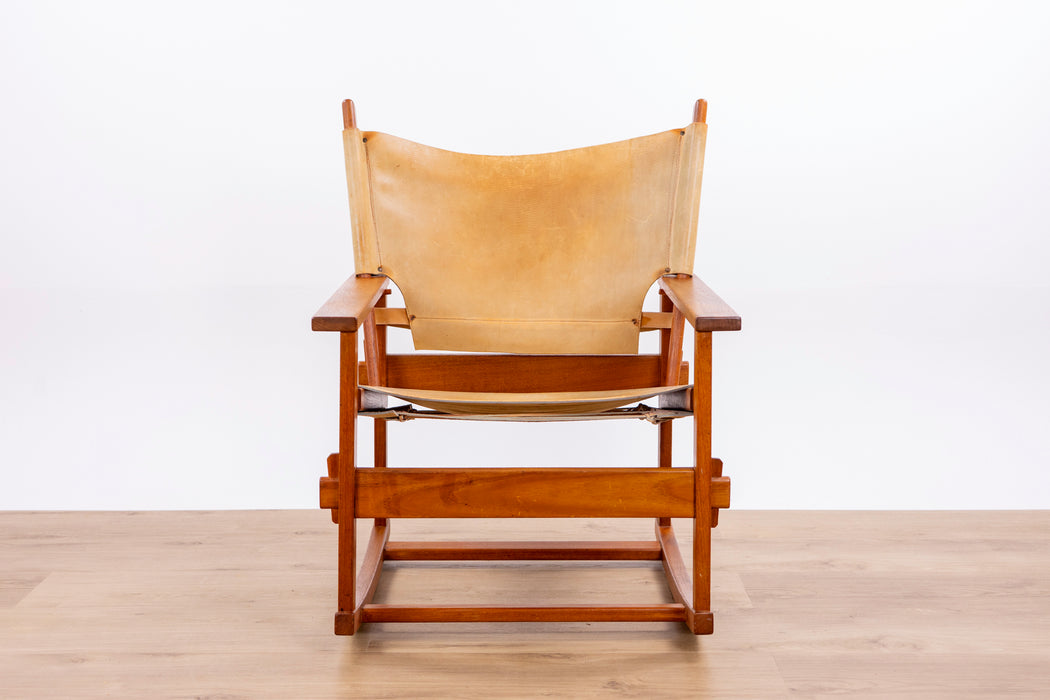 Mid-Century Teak & Leather Safari Rocking Chair by Kai Winding - (D1517)