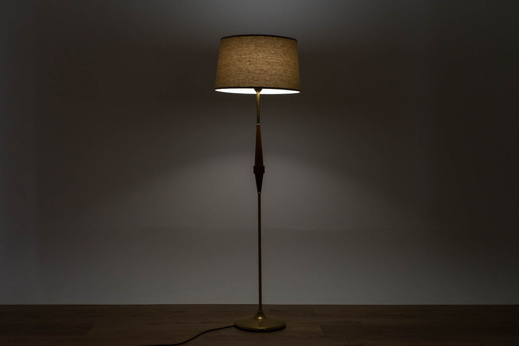 Mid-Century Modern Teak & Metal Floor Lamp - (D1616)