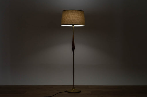 Mid-Century Modern Teak & Metal Floor Lamp - (D1616)