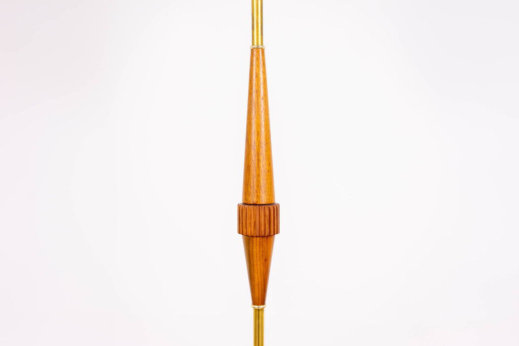 Mid-Century Modern Teak & Metal Floor Lamp - (D1616)