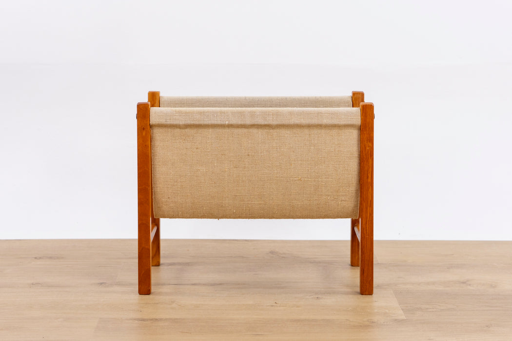 Danish Modern Teak and Canvas Magazine Rack - (D1533)