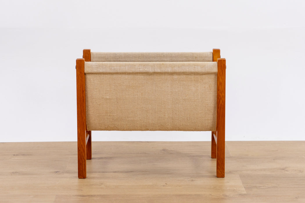 Danish Modern Teak and Canvas Magazine Rack - (D1533)