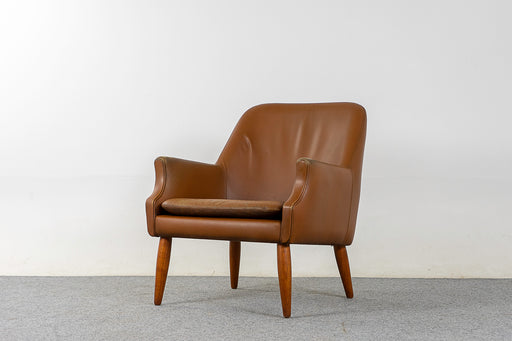 Mid-Century Leather & Teak Lounge Chair - (323-045.1)
