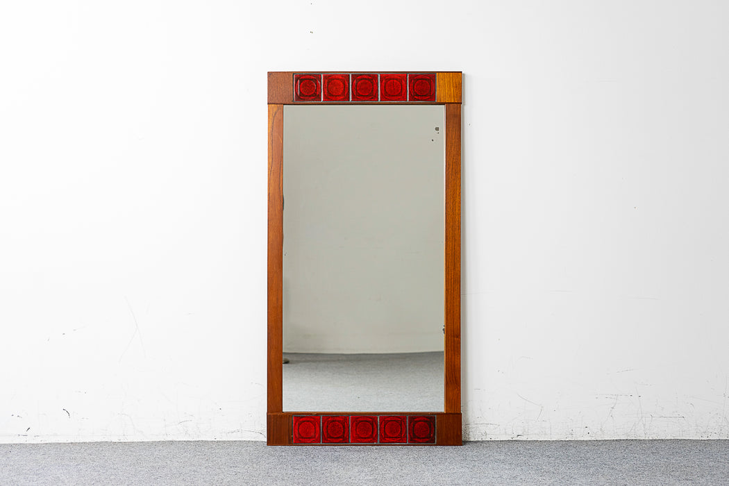 Mid-Century Modern Teak & Tile Mirror - (321-342.7)