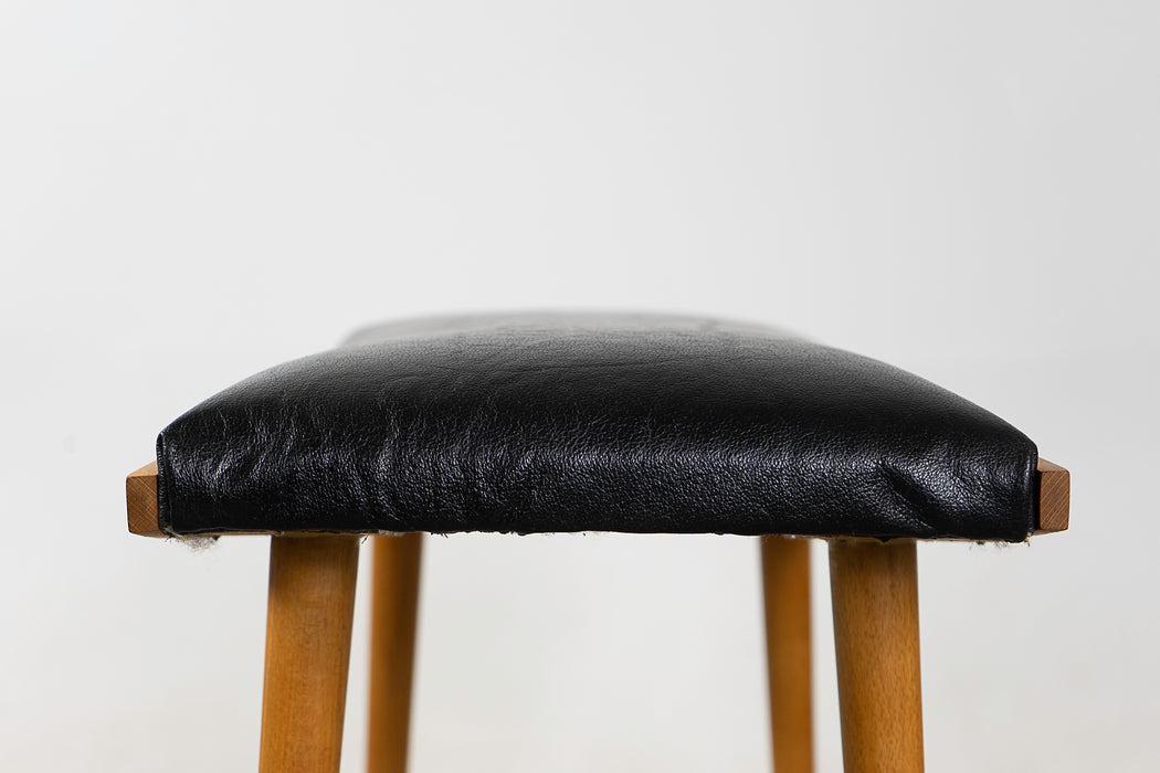 Danish Modern Oak & Leather Footstool - (321-169.1)