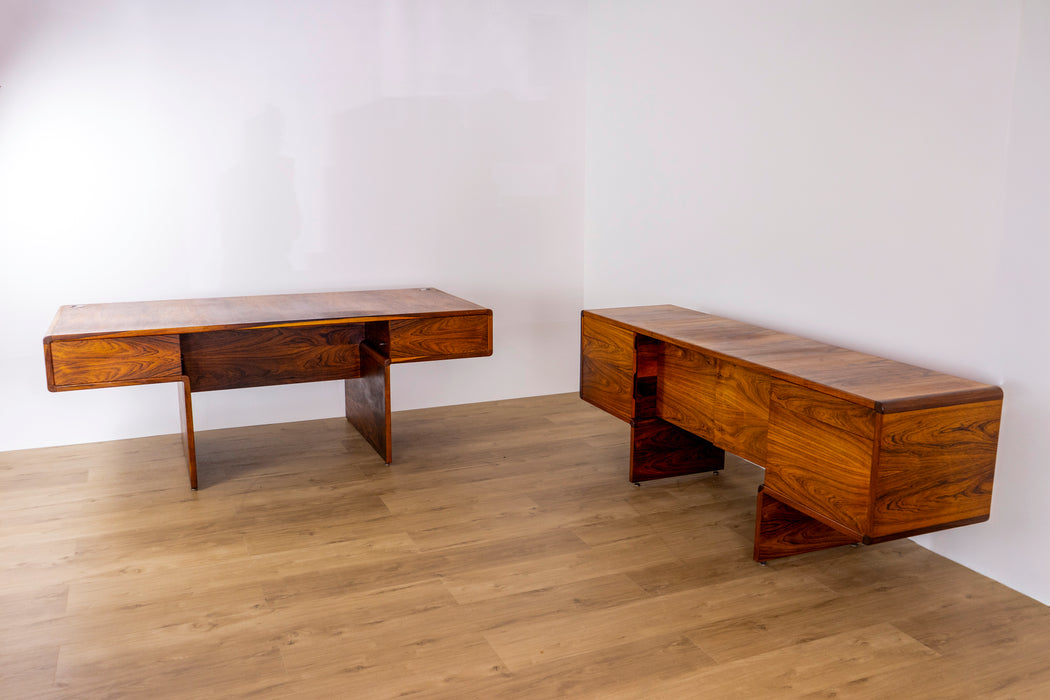 Danish Modern Rosewood Office Suite, Desk & Sideboard - (D1563)