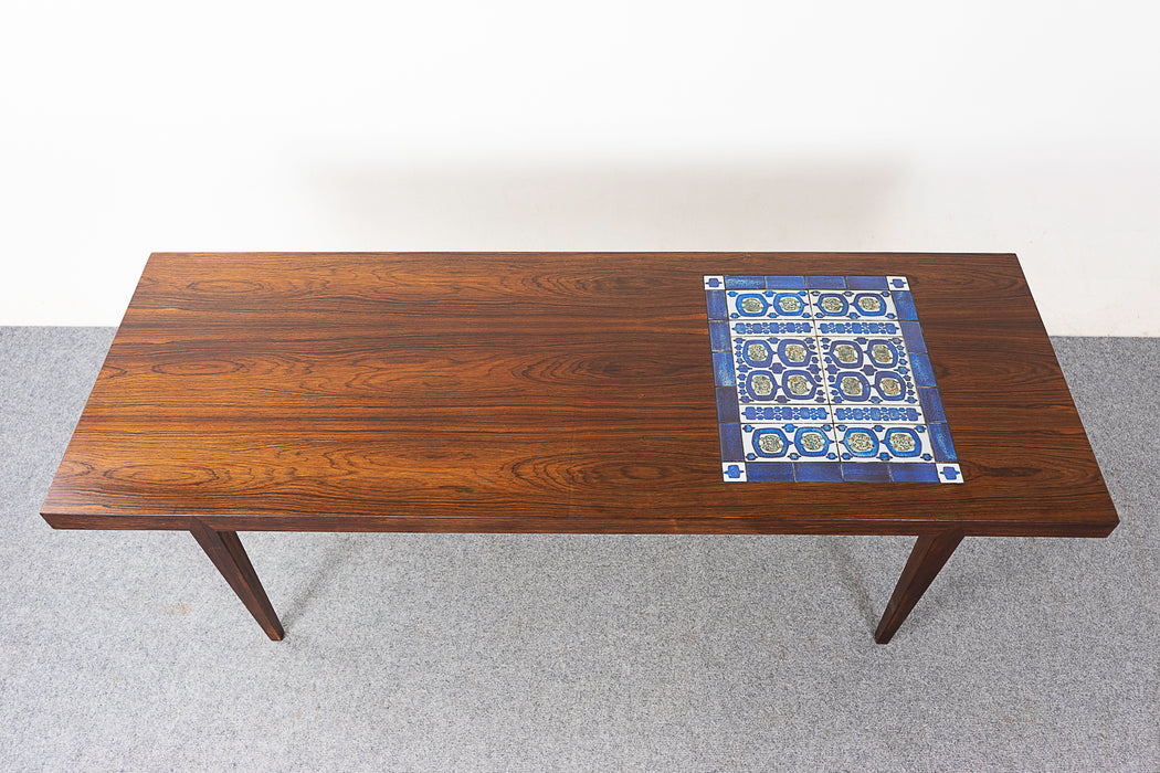 Mid-Century Rosewood & Tile Coffee Table - (320-072)