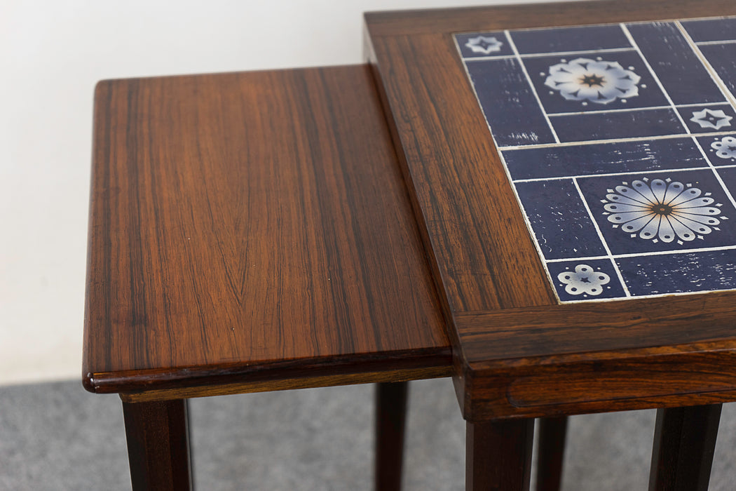 Rosewood & Tile Nesting Tables - (322-136)