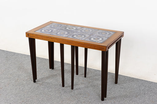 Danish Modern Rosewood & Tile Nesting Tables - (322-137)