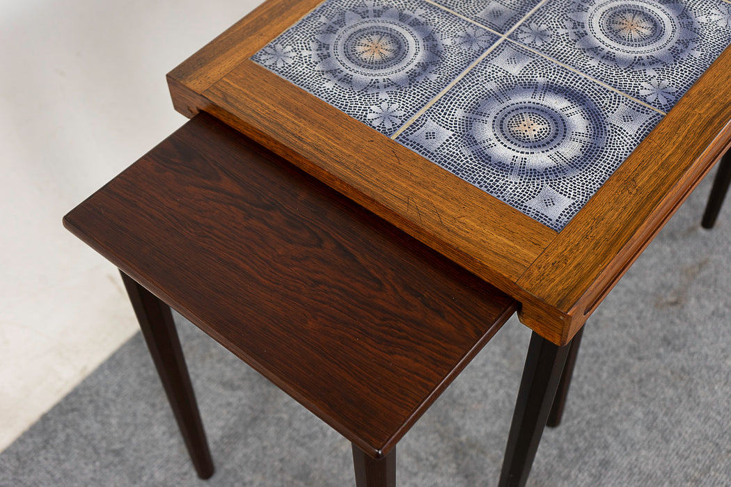 Rosewood & Tile Nesting Tables - (322-137)