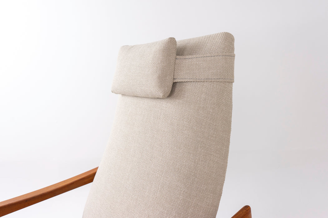 Danish Modern Teak Recliner Lounge Chair with Footstool - (D1556)