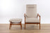Danish Modern Teak Recliner Lounge Chair with Footstool - (D1556)