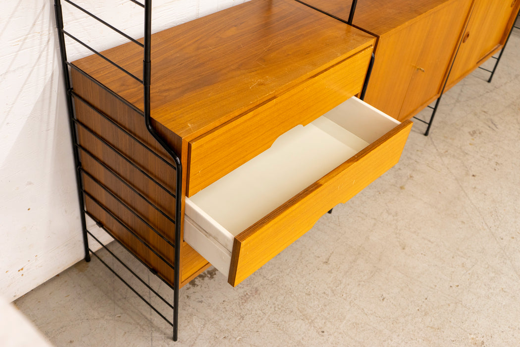 Vintage German Teak & Metal Wall System by GHB - (327-049)