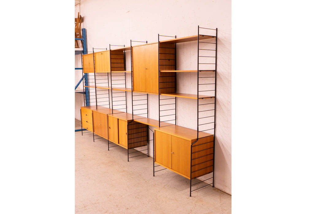 Vintage German Teak & Metal Wall System by GHB - (327-049)
