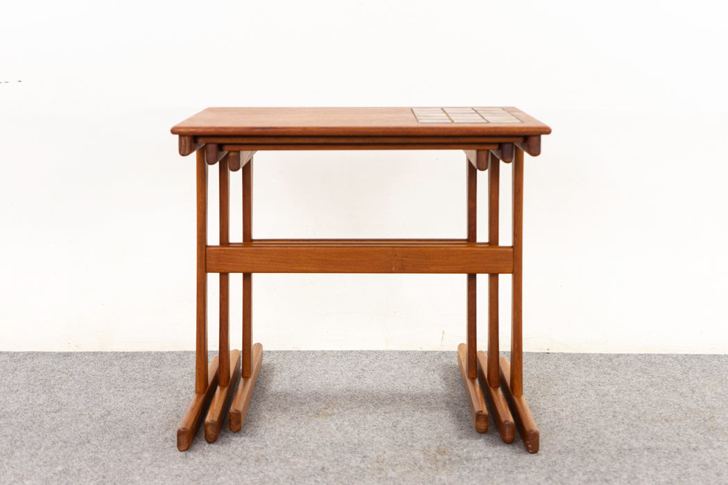 Teak & Tile Nesting Tables - (D1159)