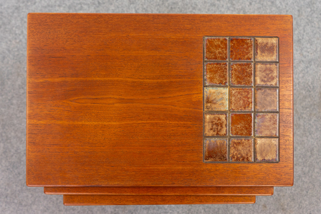 Teak & Tile Nesting Tables - (D1159)