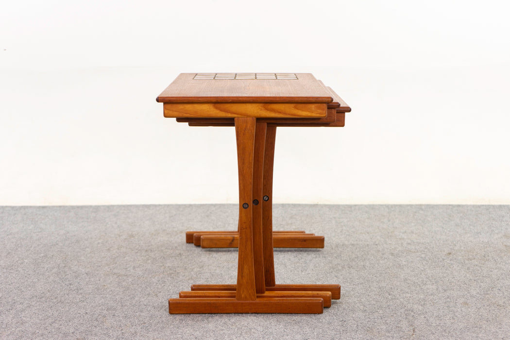 Teak & Tile Nesting Tables - (D1159)