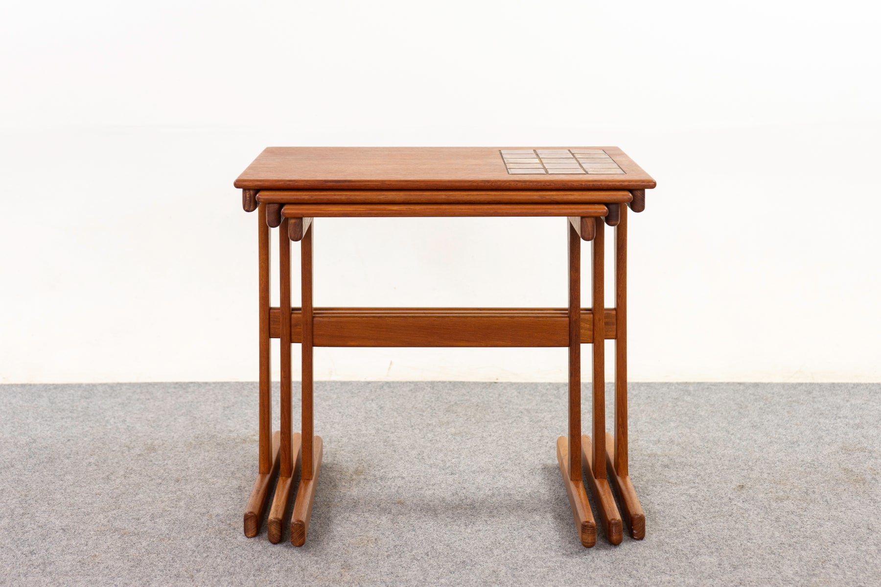 Teak & Tile Nesting Tables - (D1159)