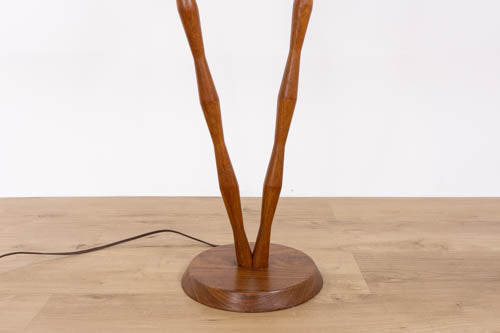 Mid Century Teak Double Stemmed Floor Lamp - (D1599)