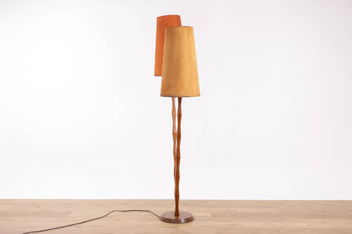 Mid Century Teak Double Stemmed Floor Lamp - (D1599)