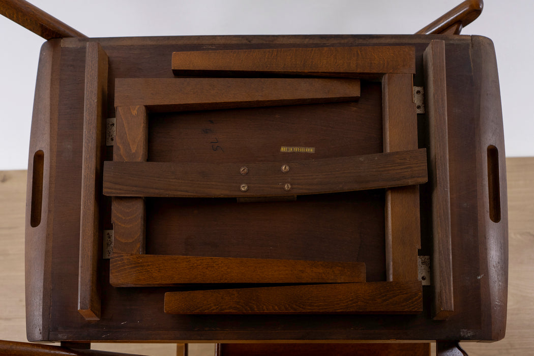 Mid Century Walnut Convertible Serving Cart  - (D1541)