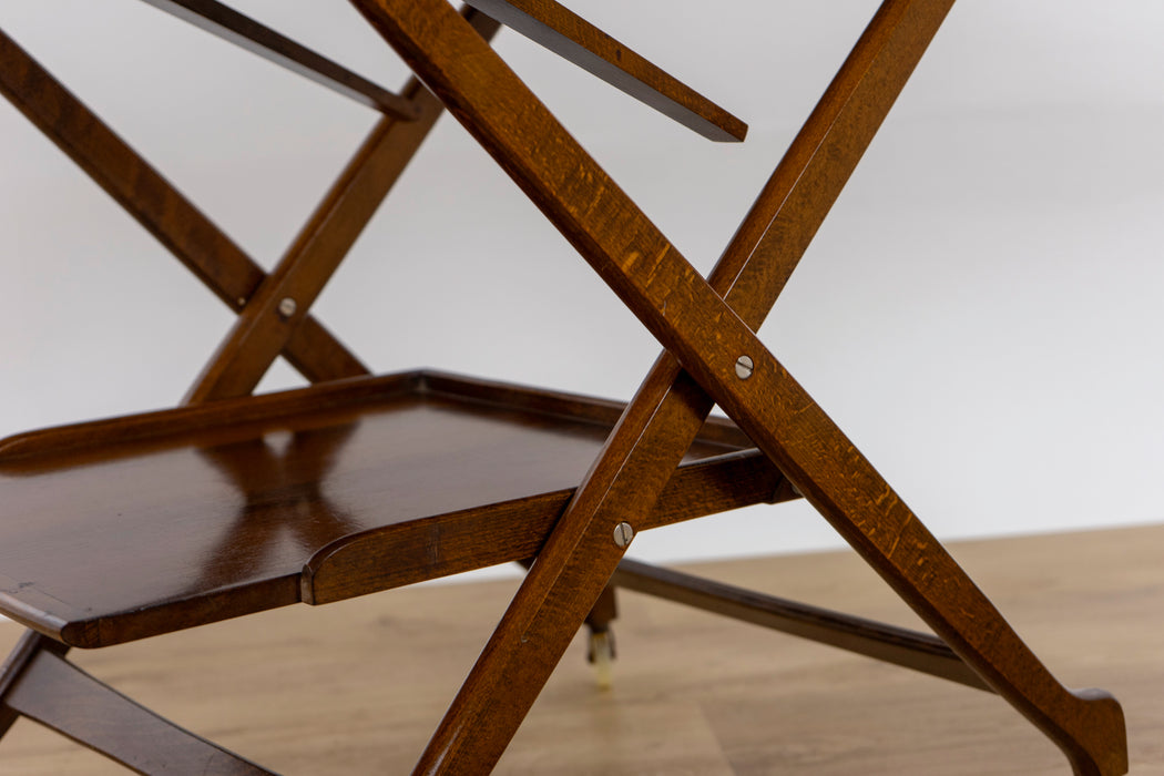 Mid Century Walnut Convertible Serving Cart  - (D1541)