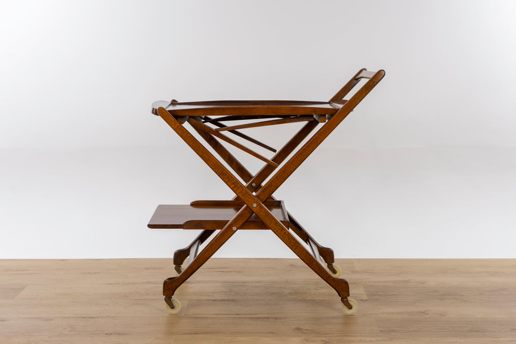 Mid Century Walnut Convertible Serving Cart  - (D1541)