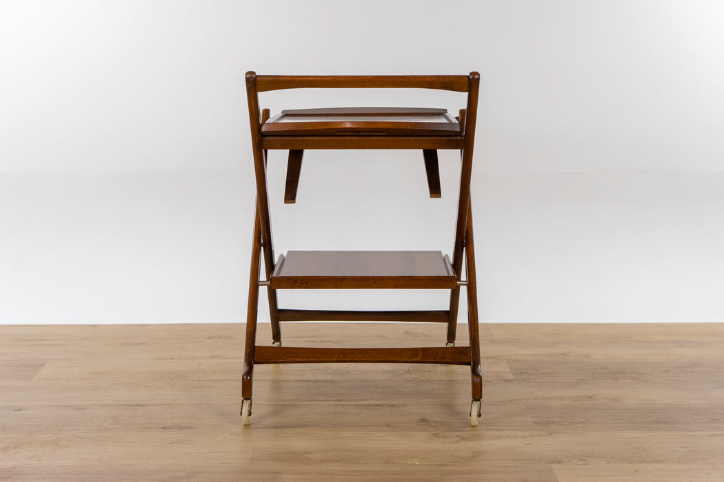 Mid Century Walnut Convertible Serving Cart  - (D1541)