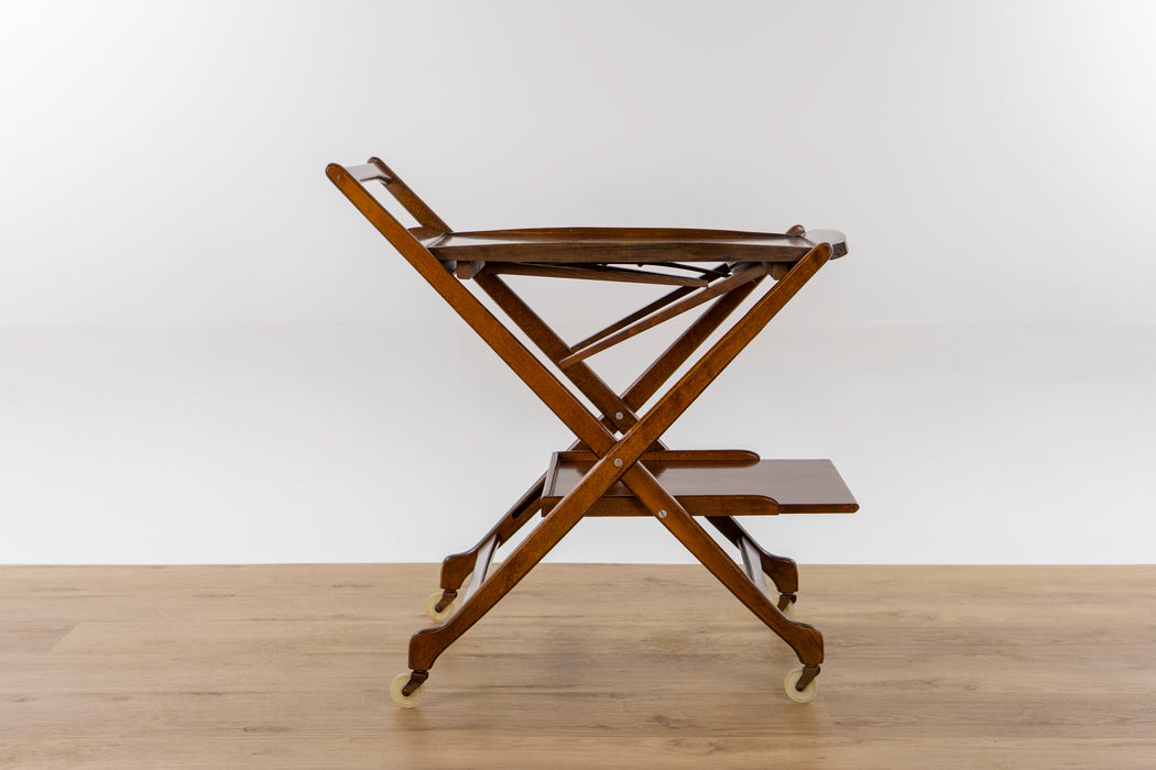 Mid Century Walnut Convertible Serving Cart  - (D1541)