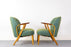 Oak & Teak Lounge Chair Pair - (321-249)