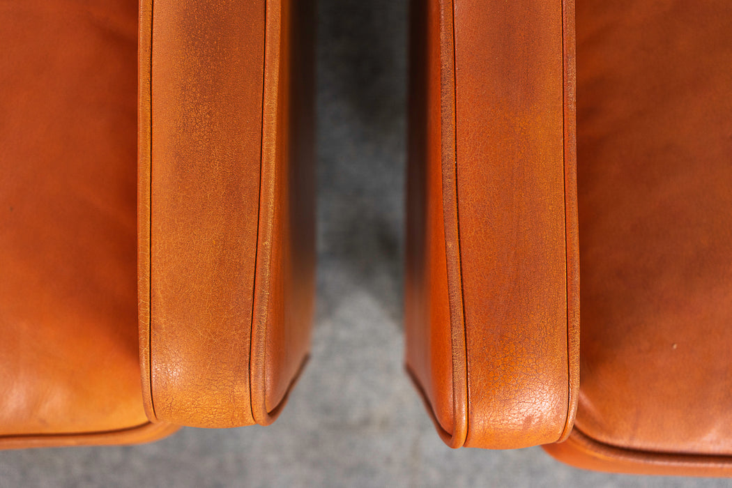Danish Modern Leather Lounge Chairs - (324-294)