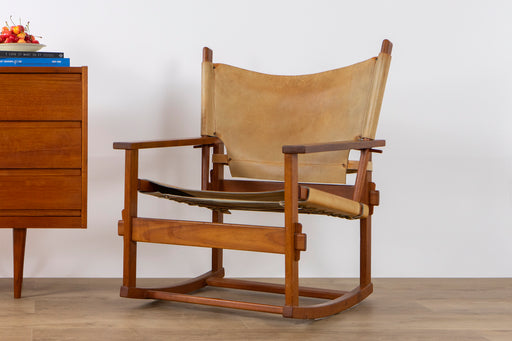 Mid-Century Teak & Leather Safari Rocking Chair by Kai Winding - (D1517)