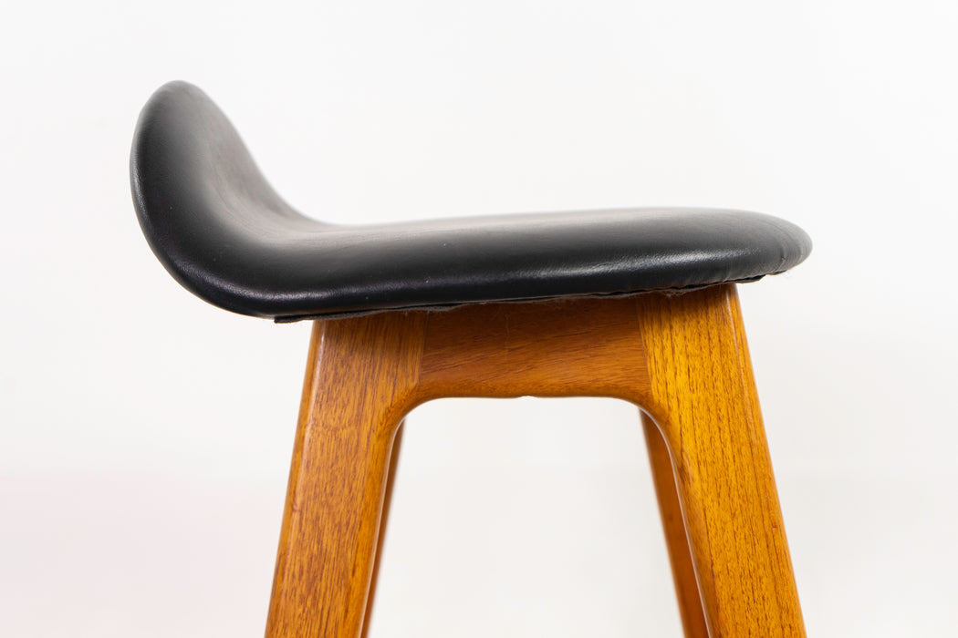 Teak & Leather Bar Stool by Erik Buch - (D1248)