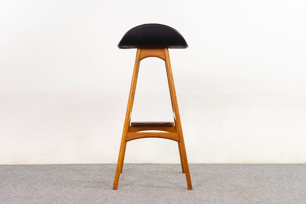 Teak & Leather Bar Stool by Erik Buch - (D1248)