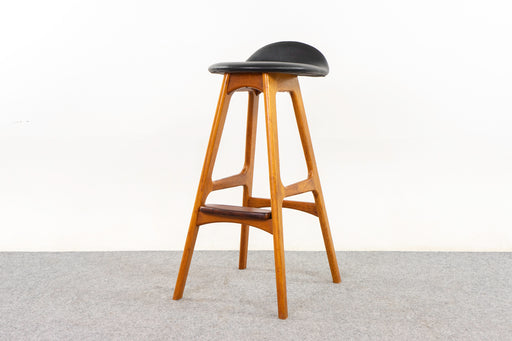 Teak & Leather Bar Stool by Erik Buch - (D1248)