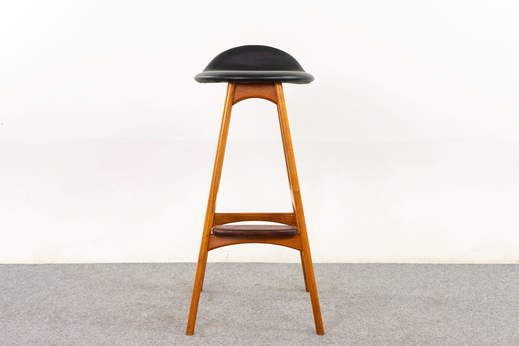 Teak & Leather Bar Stool by Erik Buch - (D1248)