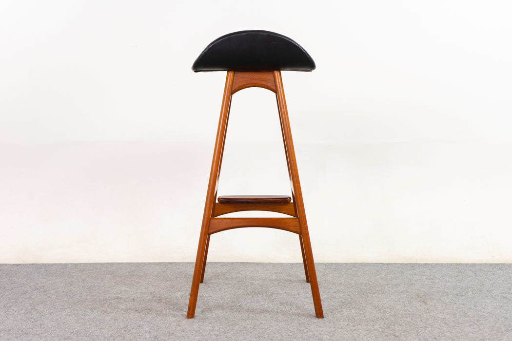 Teak & Leather Bar Stool by Erik Buch - (D1249)