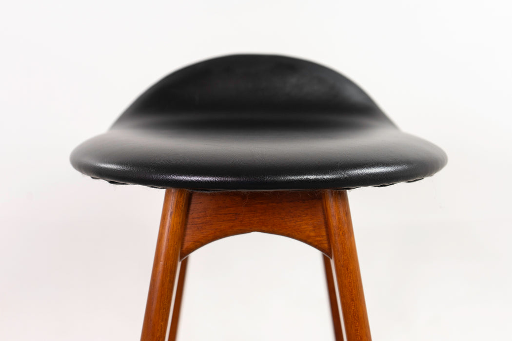 Teak & Leather Bar Stool by Erik Buch - (D1249)