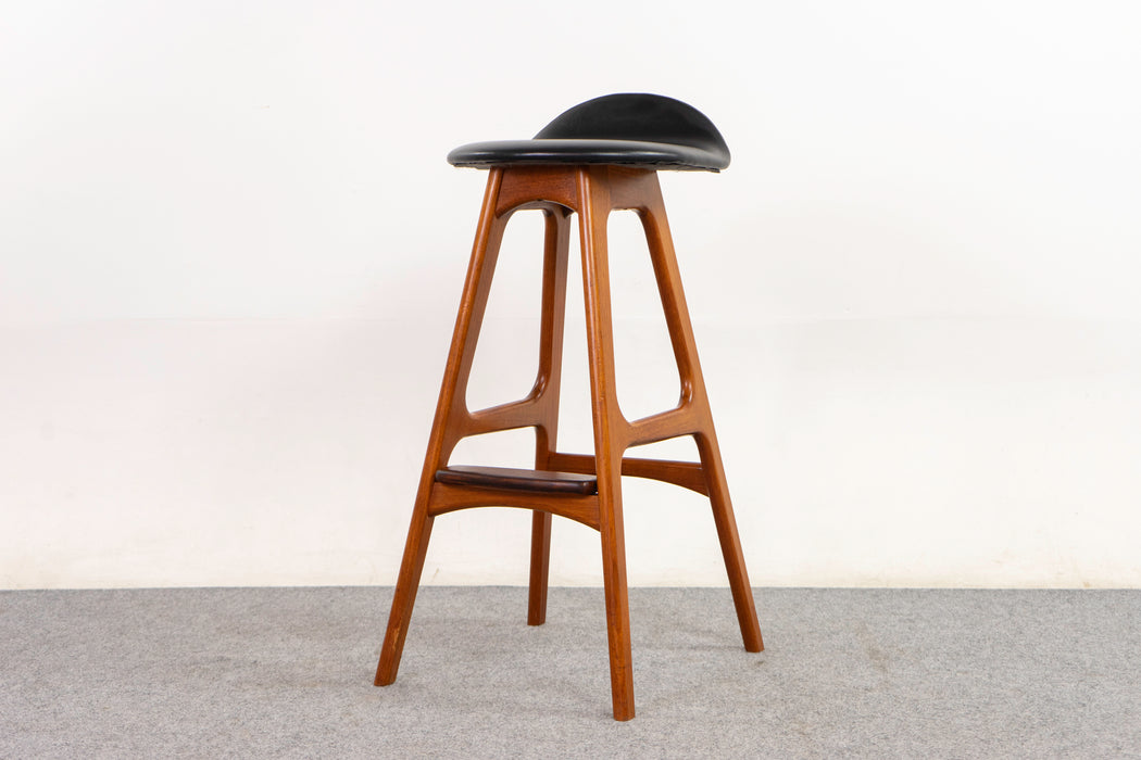 Teak & Leather Bar Stool by Erik Buch - (D1249)