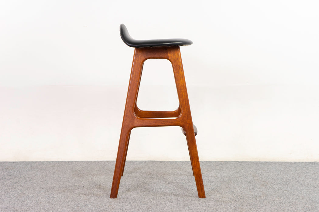 Teak & Leather Bar Stool by Erik Buch - (D1249)